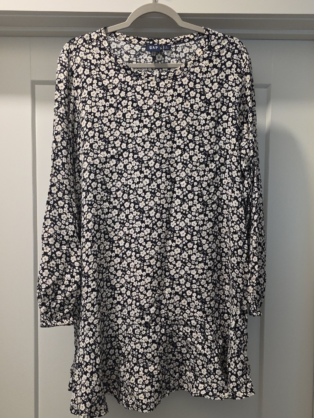 GAP Navy and White Floral Long Sleeve Tunic Dress